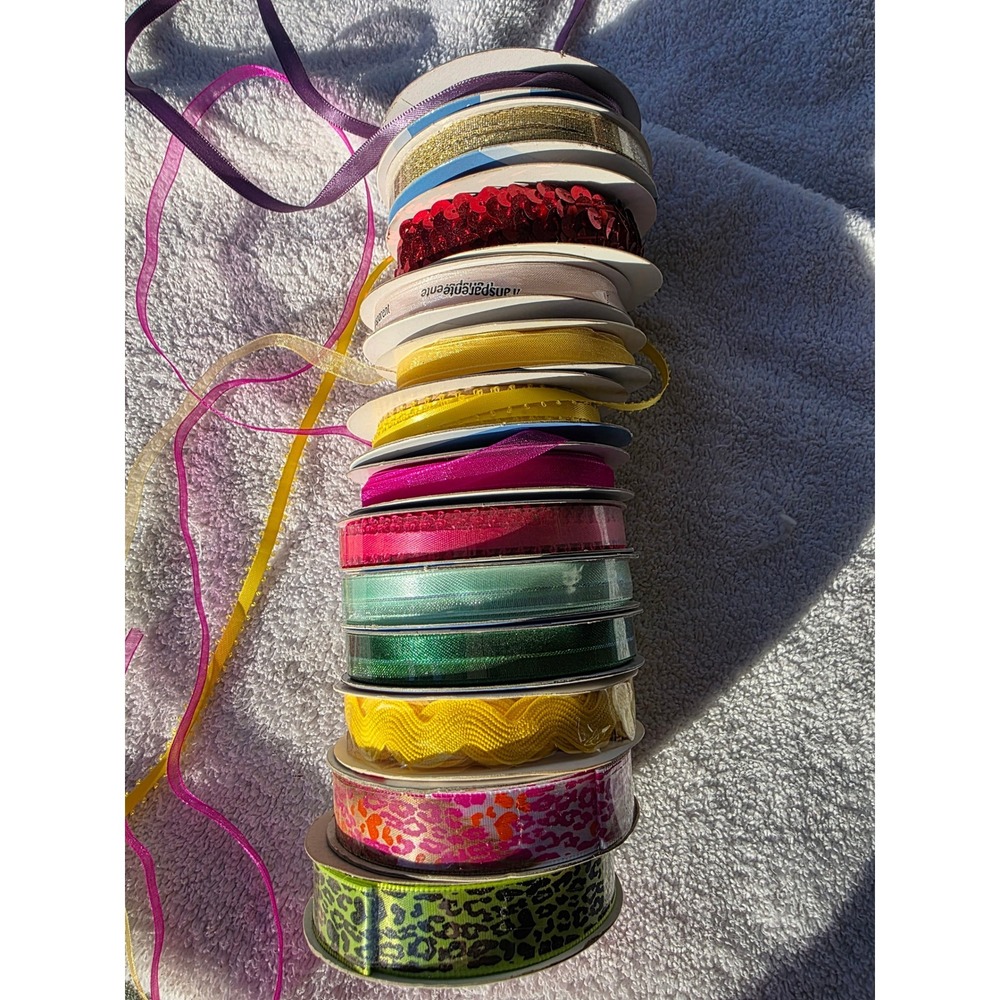 Mixed Ribbon Lot Essentials Ribbon Trends Simplicity Sequin Organdy 14pc A5 - Picture 10 of 16